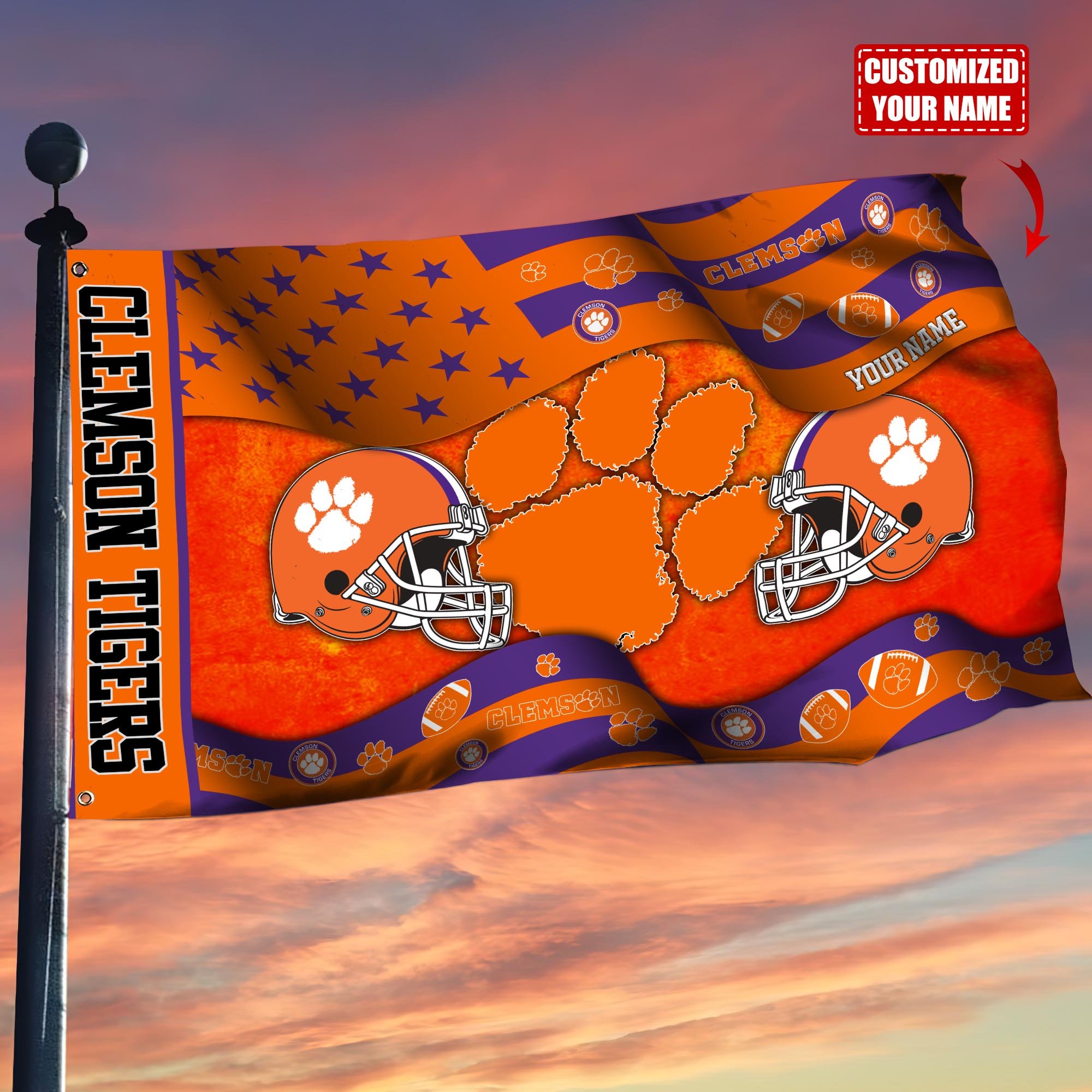 Clemson Tigers Custom Flag3x5ft, Let Your Flag Fly TT59114